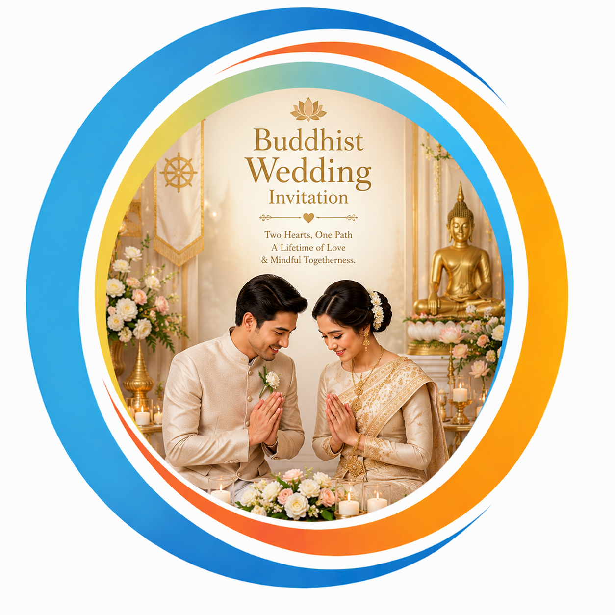 English Buddhist Wedding Invitation Cards