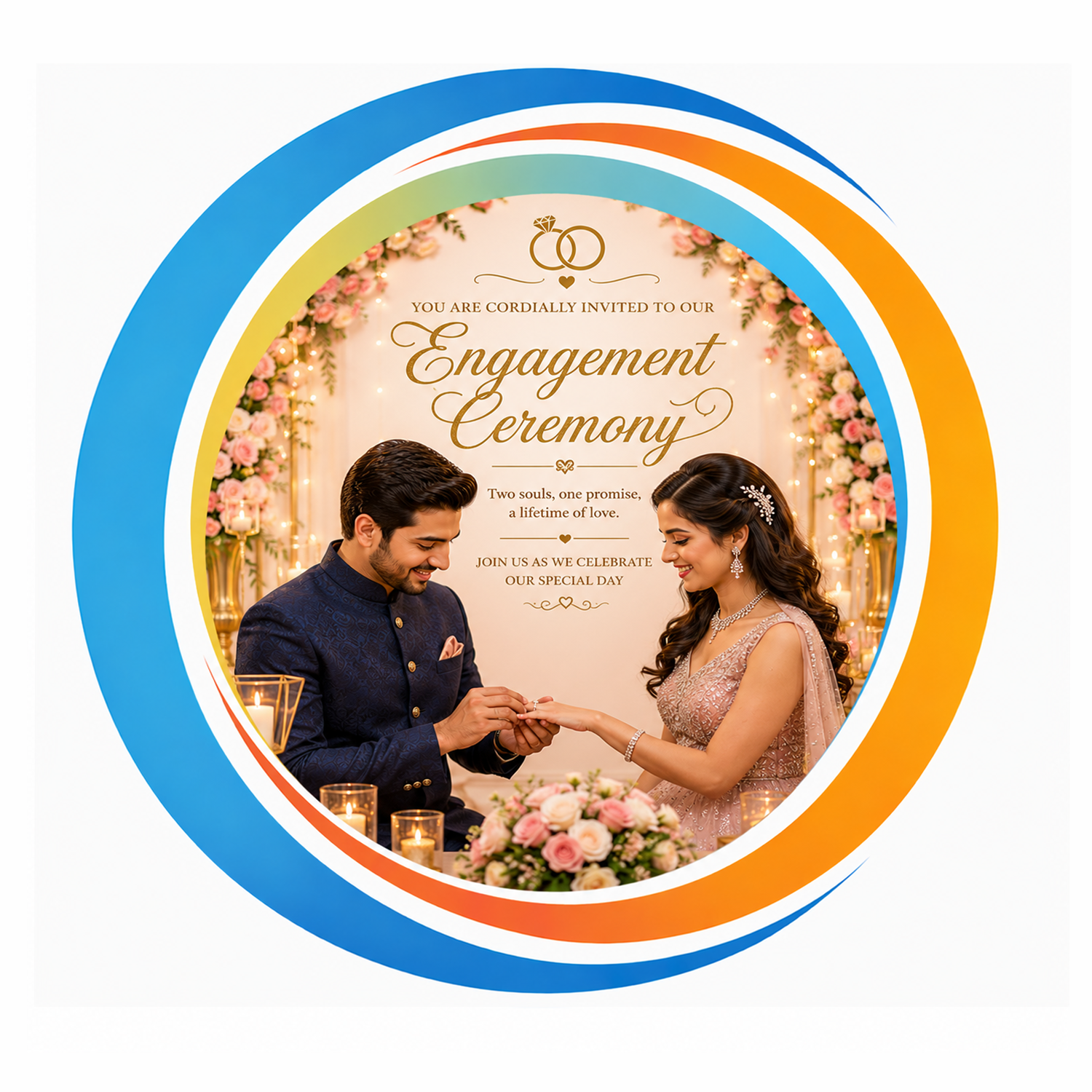 English Engagement Ceremony Invitation Card